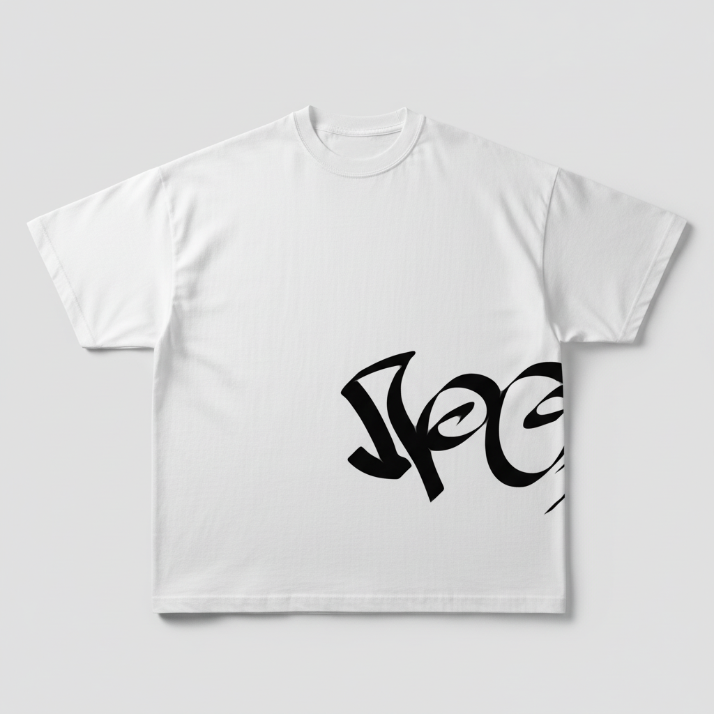 Basic white T-shirt with a round neck and rolled-up sleeves