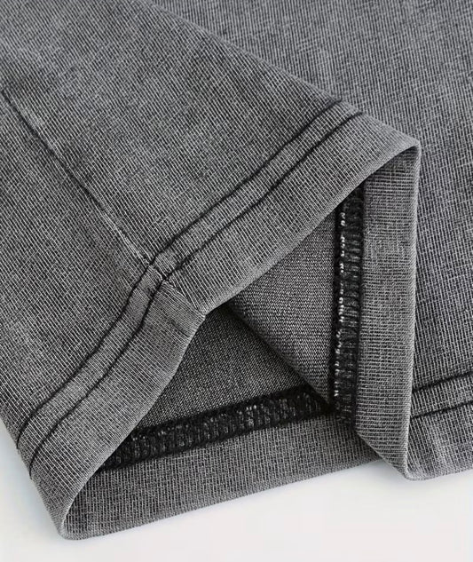 Basic T-shirt with a round neck and rolled-up sleeves